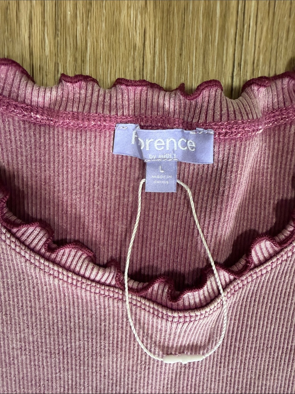New Florence 2 Ruffle-Trim Ribbed Tees L - Picture 2 of 5